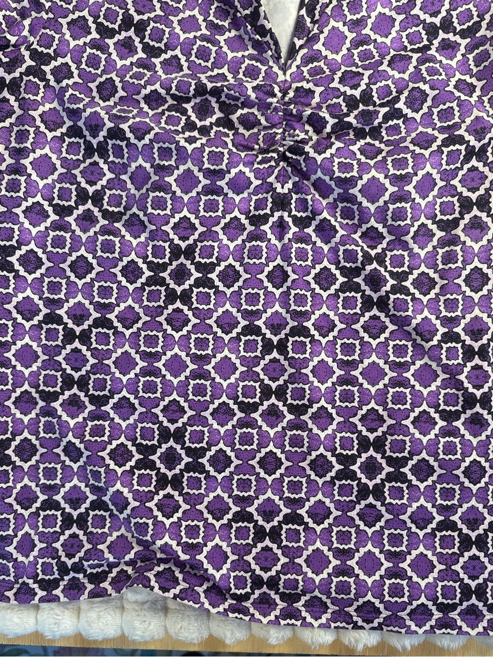 J.McLaughlin Catalina Cloth Purple Geometric Print V-Neck Knit Top Size Large - Picture 7 of 9